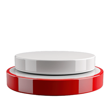 red and white strip podium display mockup isolated on transparent background , png