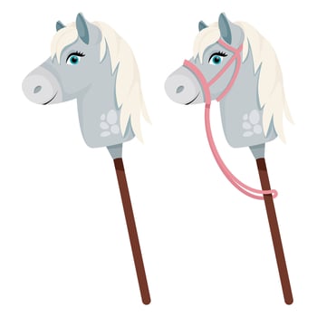 Toy horse head for hobbyhorsing competitions vector