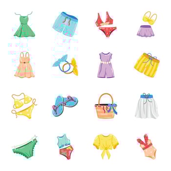 Casual Wear Flat Stickers vector
