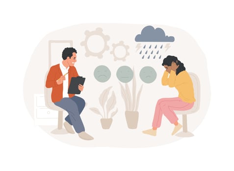 Depression counseling isolated concept illustration. vector