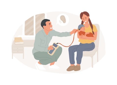Hearing screening isolated concept illustration. vector