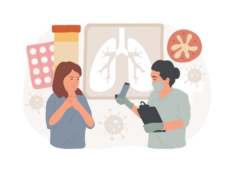 Treatment of bronchial asthma isolated concept illustration. vector