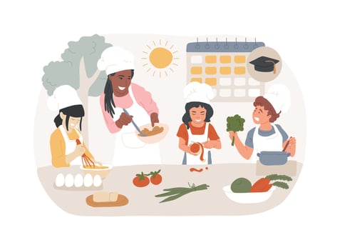 Cooking camp isolated concept illustration. vector