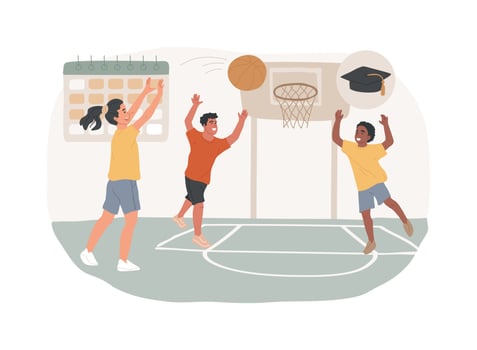 Basketball camp isolated concept illustration. vector