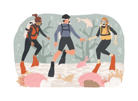 Diving school isolated concept illustration. vector