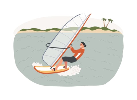 Windsurfing isolated concept illustration. vector