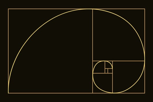 Golden ratio. Fibonacci number, section, divine proportion, spiral. Modern illustration. vector