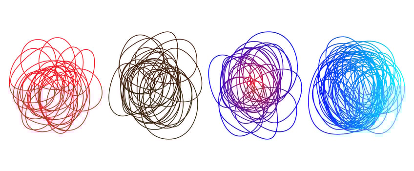 Colorful chaos tangled shape scribble sketch intricate chaotic texture illustration. vector