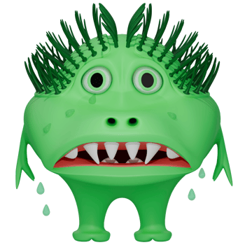 3D monster spiky crying green png