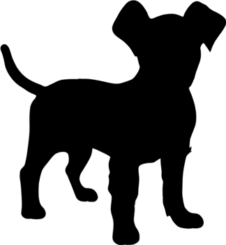 A stencil clipart featuring the silhouette of a cute dog. Dog clipart in minimalist style. AI-Generated. png