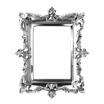 a silver frame with ornate design on a transparent background AI-Generated png
