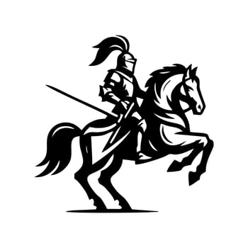 equestrian knight logo design. Horse warrior logo. war horse silhouette vector