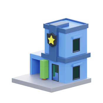 Modern Stylized 3D Police Building with Star Accent png