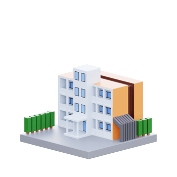 Modern 3D Rendered School Building with Minimalist Design png