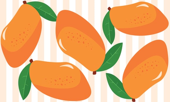 Summer Background with Mango, Nature Wallpaper, Fresh Fruit, Exotic, Vitamin, Vegetarian, Organic Food, Vintage, Diet, Freshness vector
