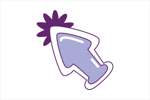 Mouse Arrow Flat Sticker Design vector