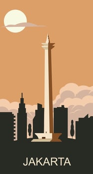 Jakarta post card background vector