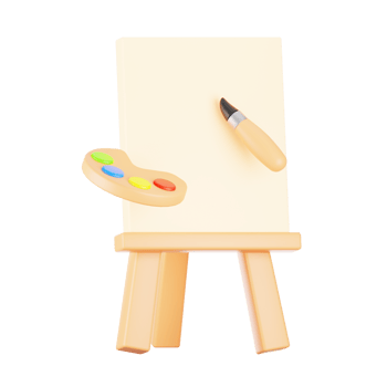 3d rendering painting icon. 3d hobbies icon concept png