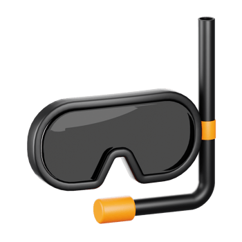 3d rendering snorkeling icon. 3d hobbies icon concept png