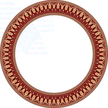 gold and red round classic Greek meander ornament. Pattern, circle of Ancient Greece. Border, frame, ring of the Roman Empire. vector
