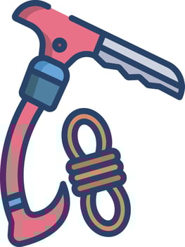 Ice Axe linear color illustration vector