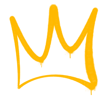 A crown logo with a yellow outline png