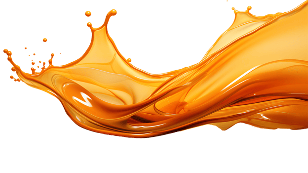orange abstract liquid wave. orange pigment floating isolated. orange liquid splash png