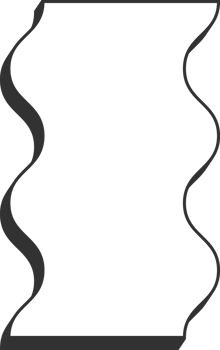 Wavy border frame. Rectangle scallop edge box. Retro cute square shape. Squiggle groovy aesthetic decorative design with shadow. png
