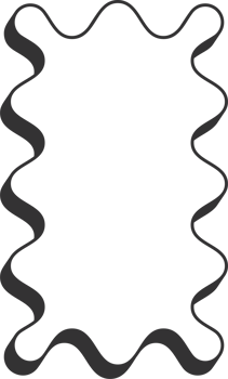 Wavy border frame. Rectangle scallop edge box. Retro cute rectangle shape. Squiggle groovy aesthetic decorative design with shadow. png