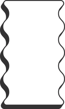 Wavy border frame. Rectangle scallop edge box. Retro cute rectangle shape. Squiggle groovy aesthetic decorative design with shadow. png
