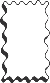 Wavy border frame. Rectangle scallop edge box. Retro cute rectangle shape. Squiggle groovy aesthetic decorative design with shadow. png