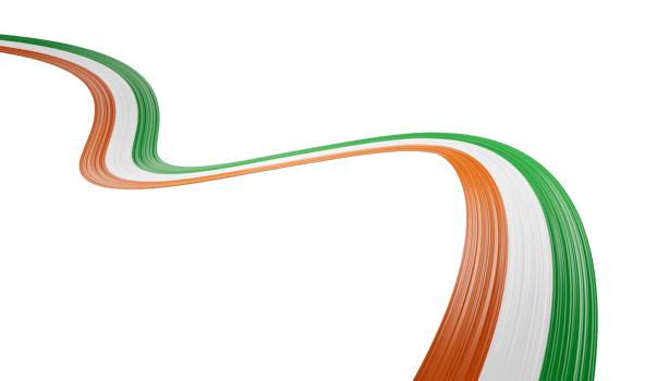 3d Flag of Ireland Country, 3d Wavy Ribbon, 3d illustration png