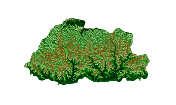 Bhutan Topographic Map 3d realistic map Color 3d illustration png