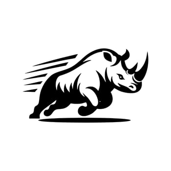Rhino logo stock. illustration of a silhouette of a rhino standing on isolated white background vector