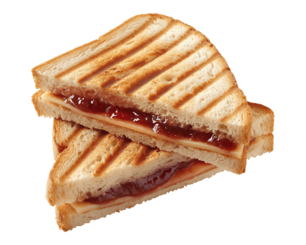 toast sandwich with strawberry jam isolated on a transparent background png