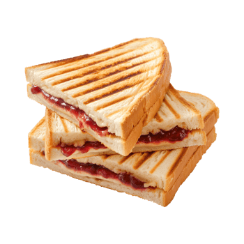 toast sandwich with strawberry jam isolated on a transparent background png