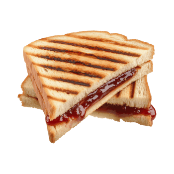 toast sandwich with strawberry jam isolated on a transparent background png