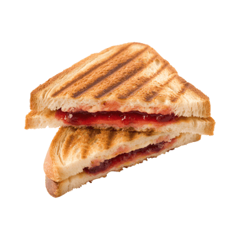 toast sandwich with strawberry jam isolated on a transparent background png