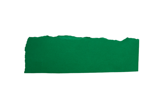 Ripped or torn green paper piece on transparent background. copy space png