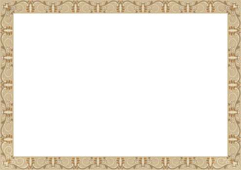 Brown picture frame with abstract, vintage pattern for carpet decoration. Picture frame. vector