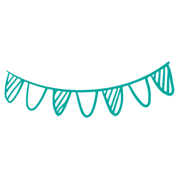 Paper birthday party, pennant flag png