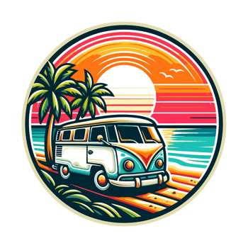 classic campervan badge illustration for t shirt or sticker png