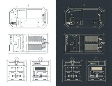 Mobile power generator blueprints vector