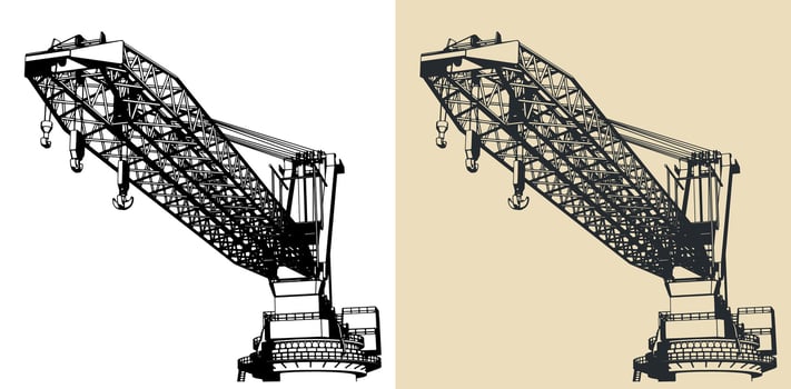 Full revolving crane illustrations vector