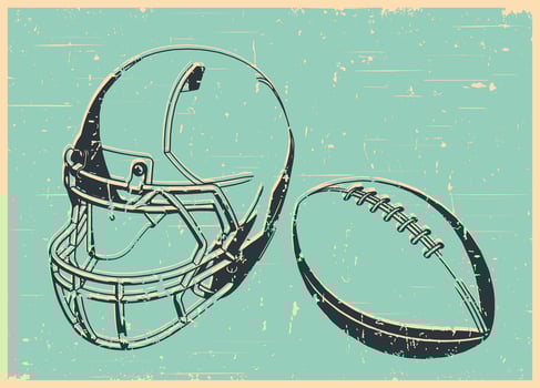American football helmet and ball retro style vector