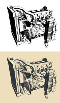 Diesel engine illustrations vector
