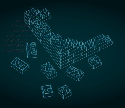 Plastic building blocks illustration vector