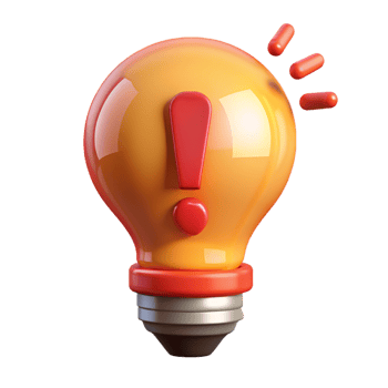Light Bulb with Exclamation Mark 3d Element png
