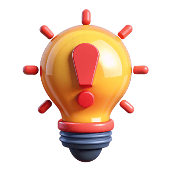 Light Bulb with Exclamation Mark 3d Icon png