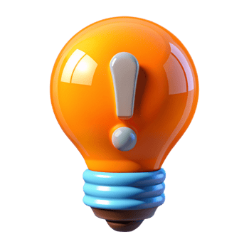 Light Bulb with Exclamation Mark 3d Concept png